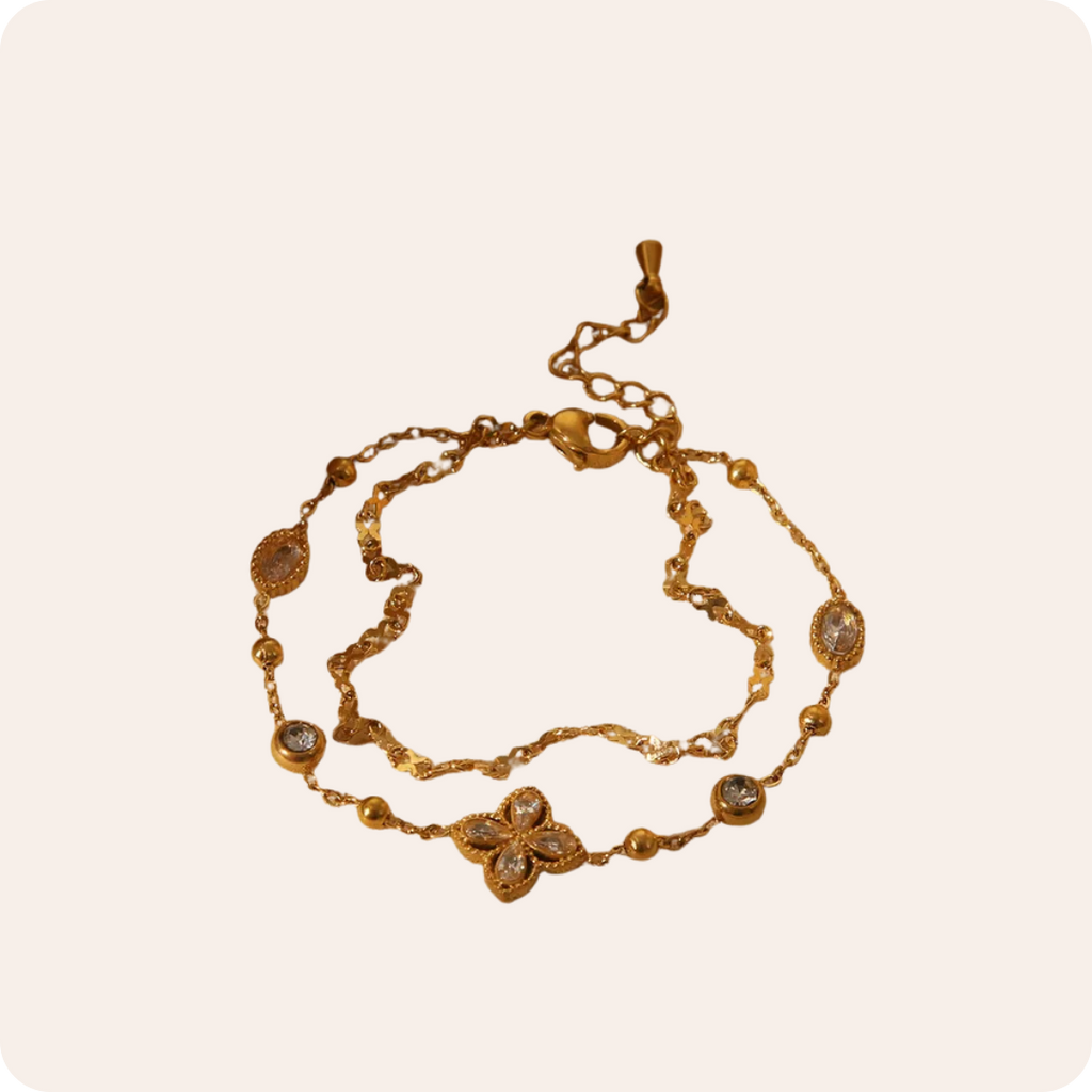 Gold Clover Zircon Chain Jewelry