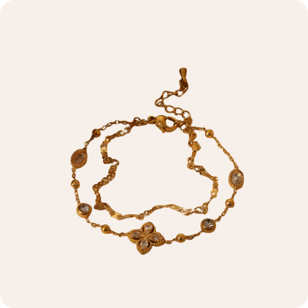 Gold Clover Zircon Chain Jewelry