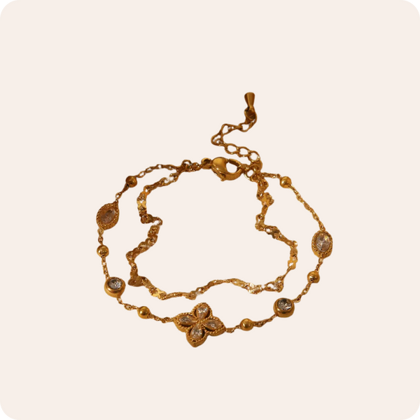Gold Clover Zircon Chain Jewelry