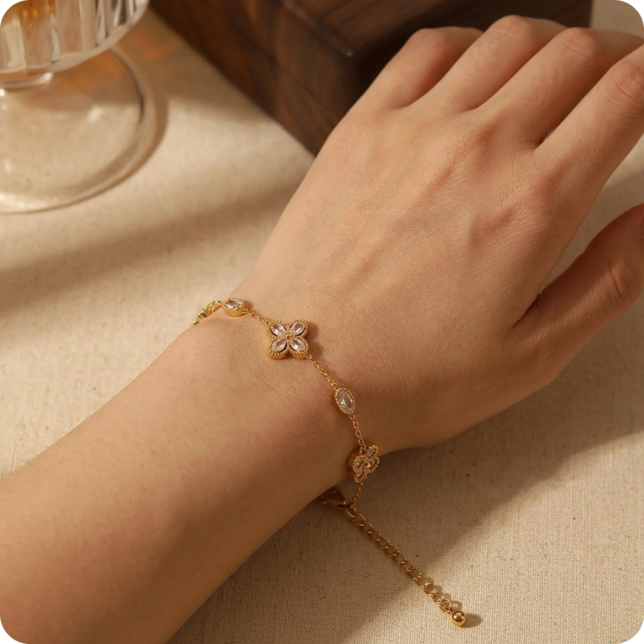 Gold Clover Zircon Chain Jewelry