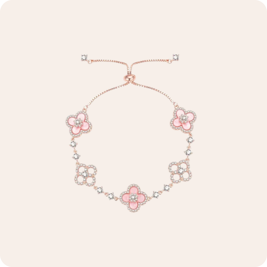 Gold Clover Zircon Pull Bracelet