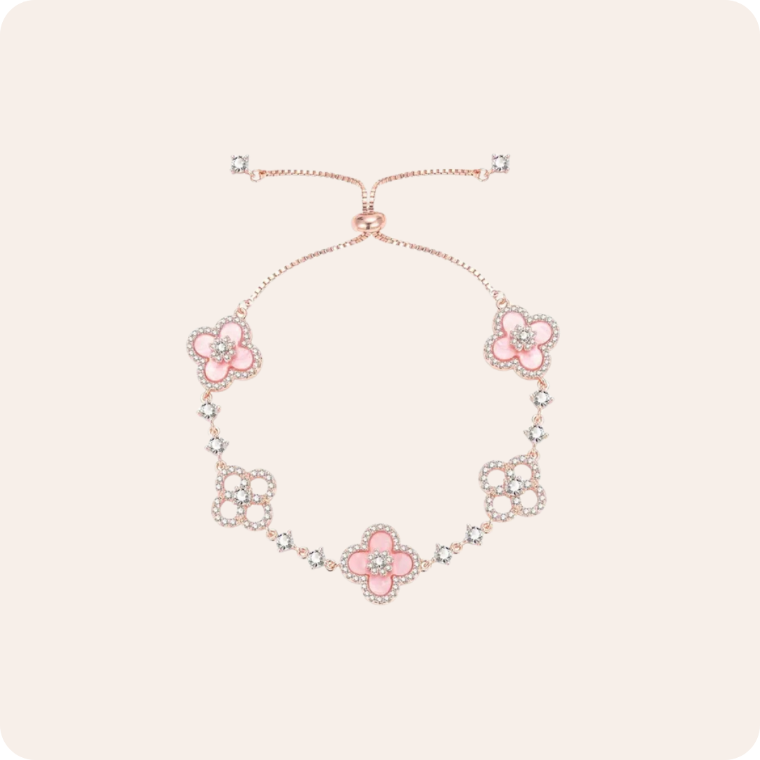 Gold Clover Zircon Pull Bracelet