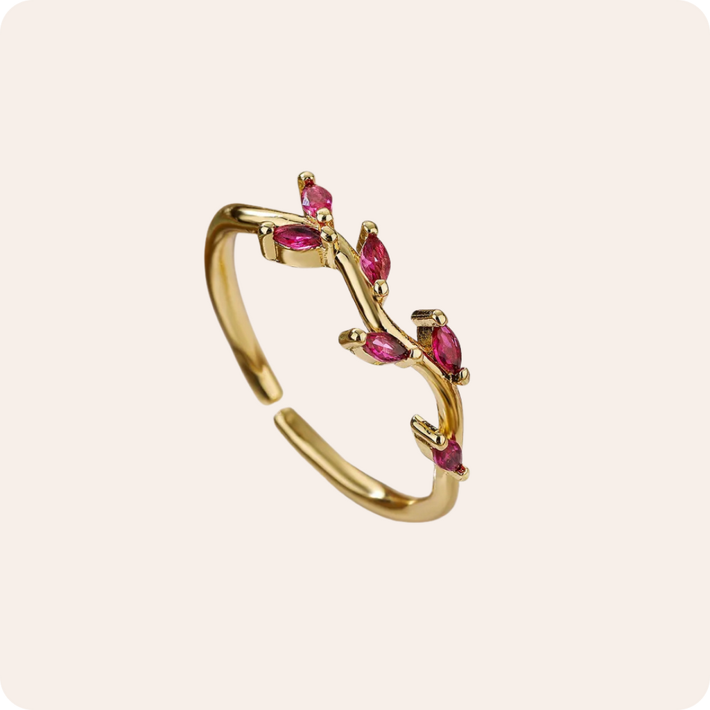 Gold Color Block Zircon Open Ring