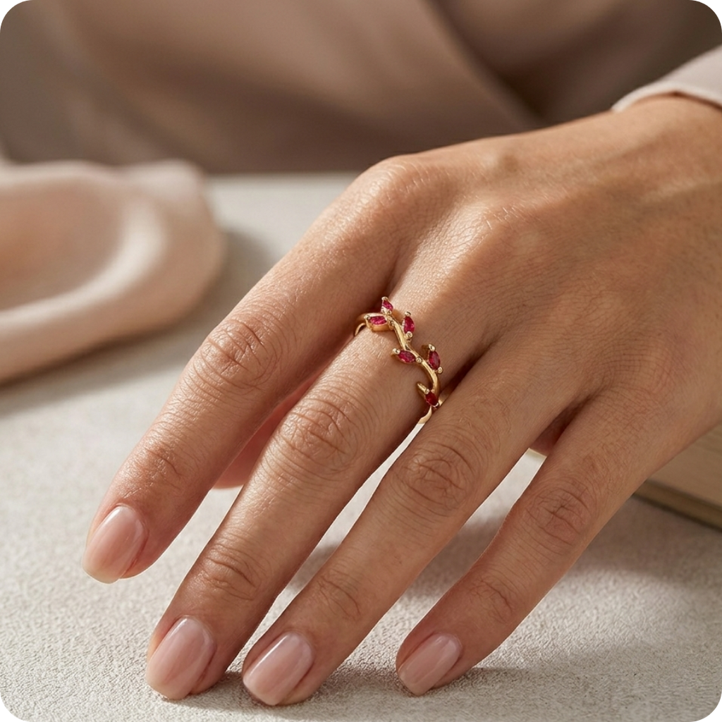 Gold Color Block Zircon Open Ring