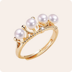 Gold Crown Pearl Adjustable Ring