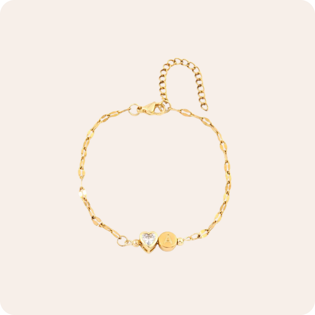 Gold Crystal Waterproof Charm Bracelet