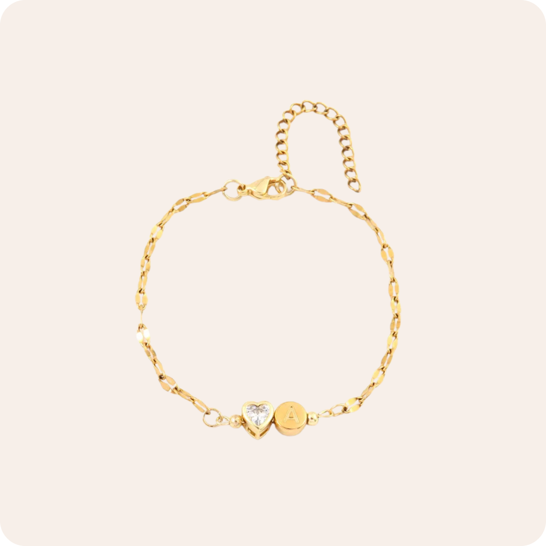 Gold Crystal Waterproof Charm Bracelet