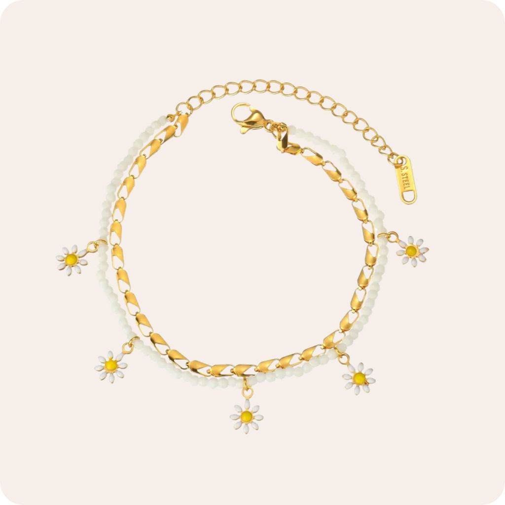 Gold Daisy Titanium Steel Bracelet