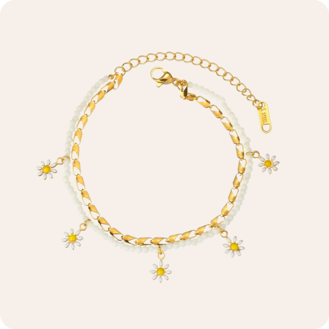 Gold Daisy Titanium Steel Bracelet