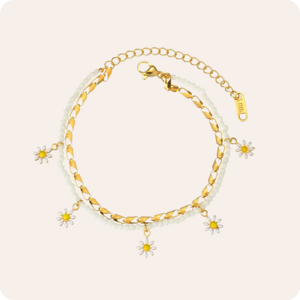 Gold Daisy Titanium Steel Bracelet