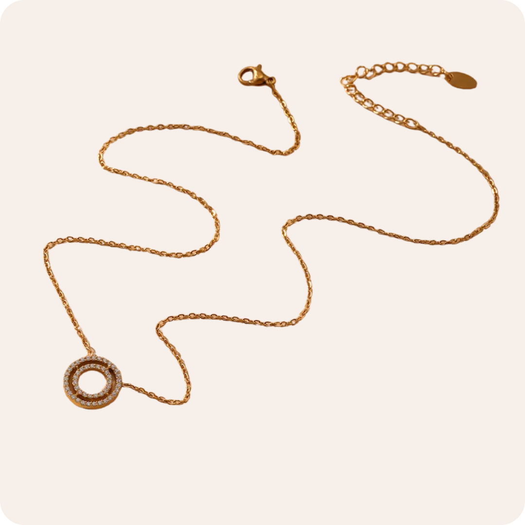Gold Double Circle Zircon Jewelry