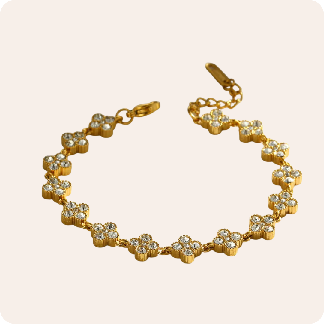 Gold Easter Rhinestone Charm Bracelet