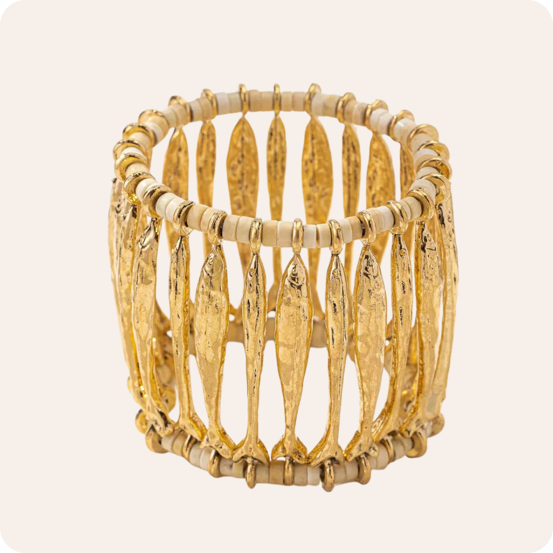 Gold Fish Statement Bangle Bracelet