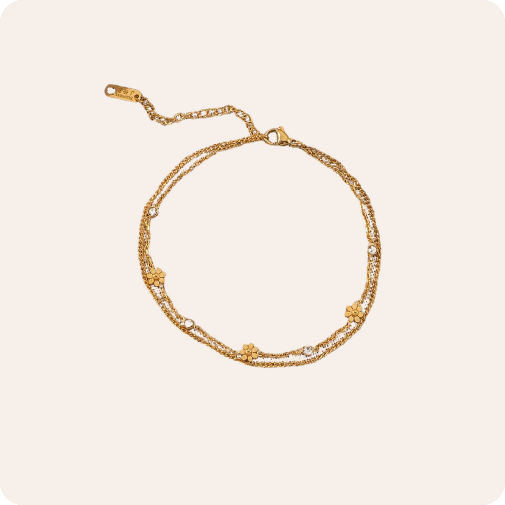Gold Flower Waterproof Cable Bracelet