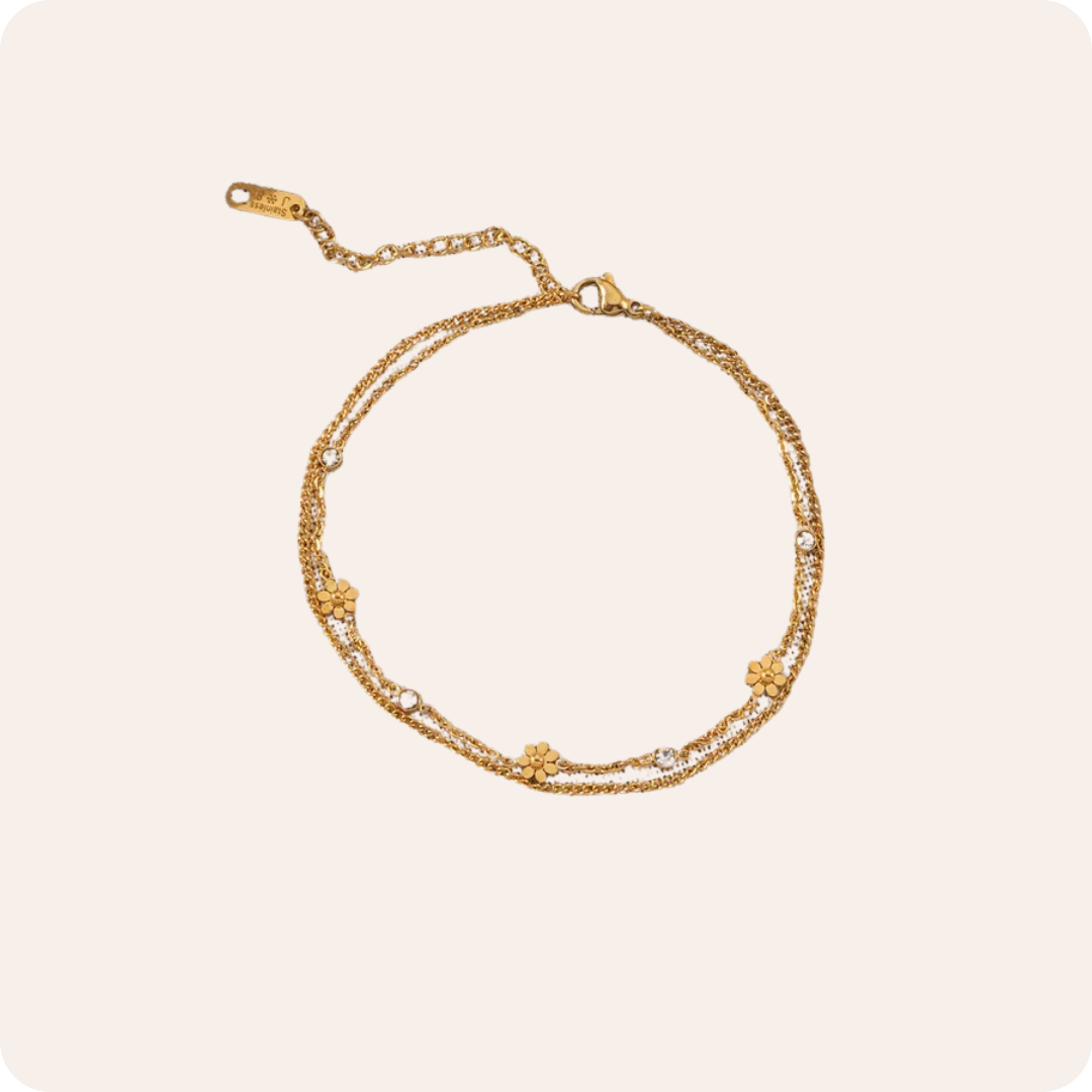 Gold Flower Waterproof Cable Bracelet