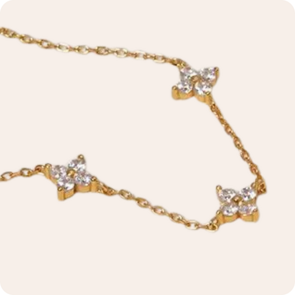 Gold Flower Zircon Bezel Bracelet