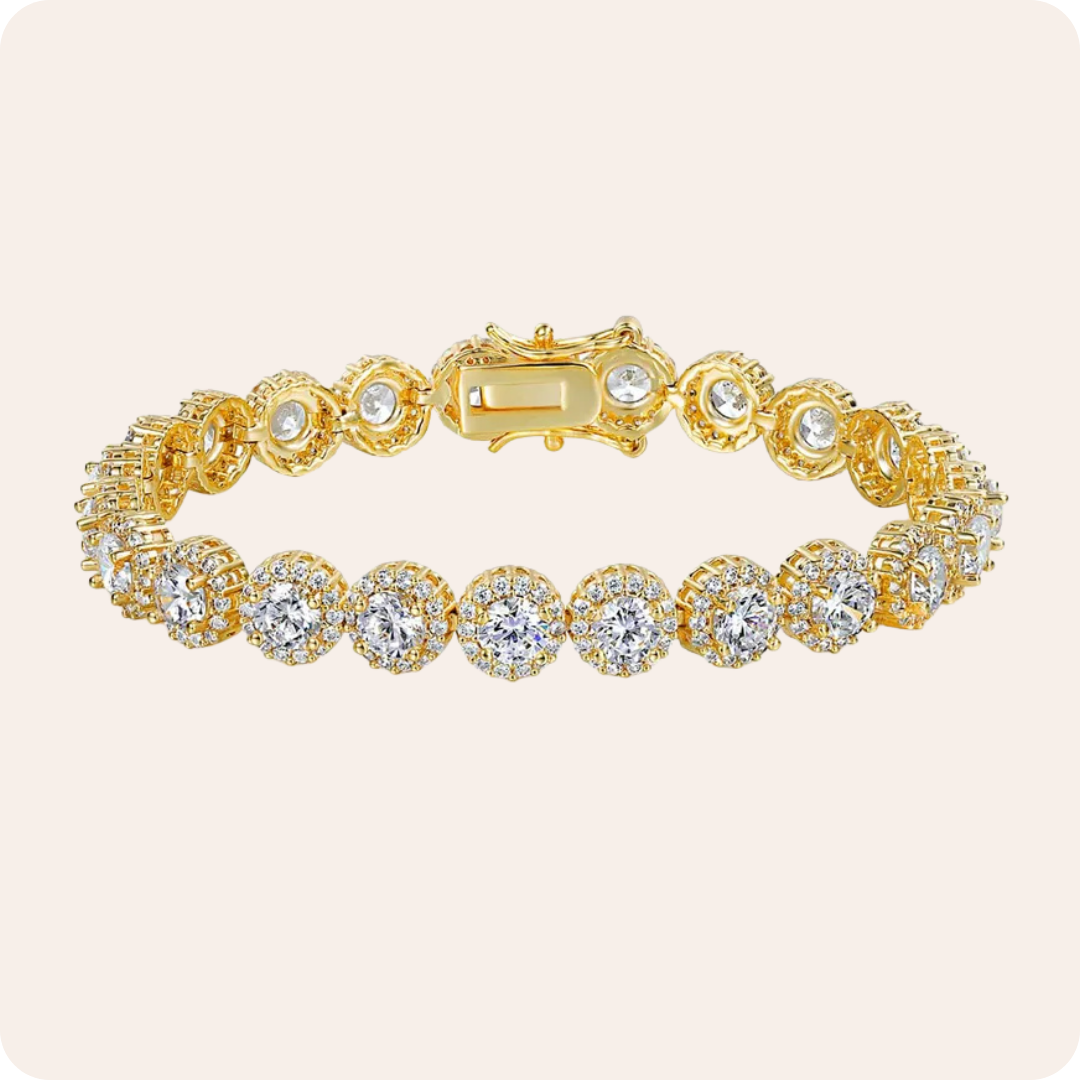 Gold Flower Zircon Tennis Bracelet