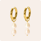Gold Geometric Pearl Stainless Earrings