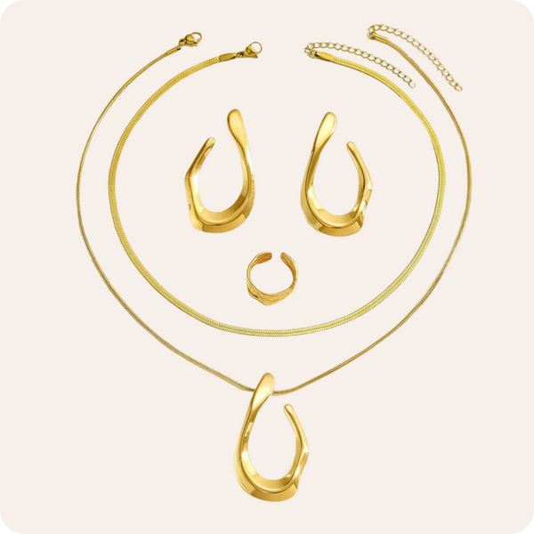Gold Geometric Retro Jewelry Set