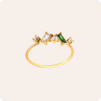 Gold Geometric Rhinestone Inlay Ring