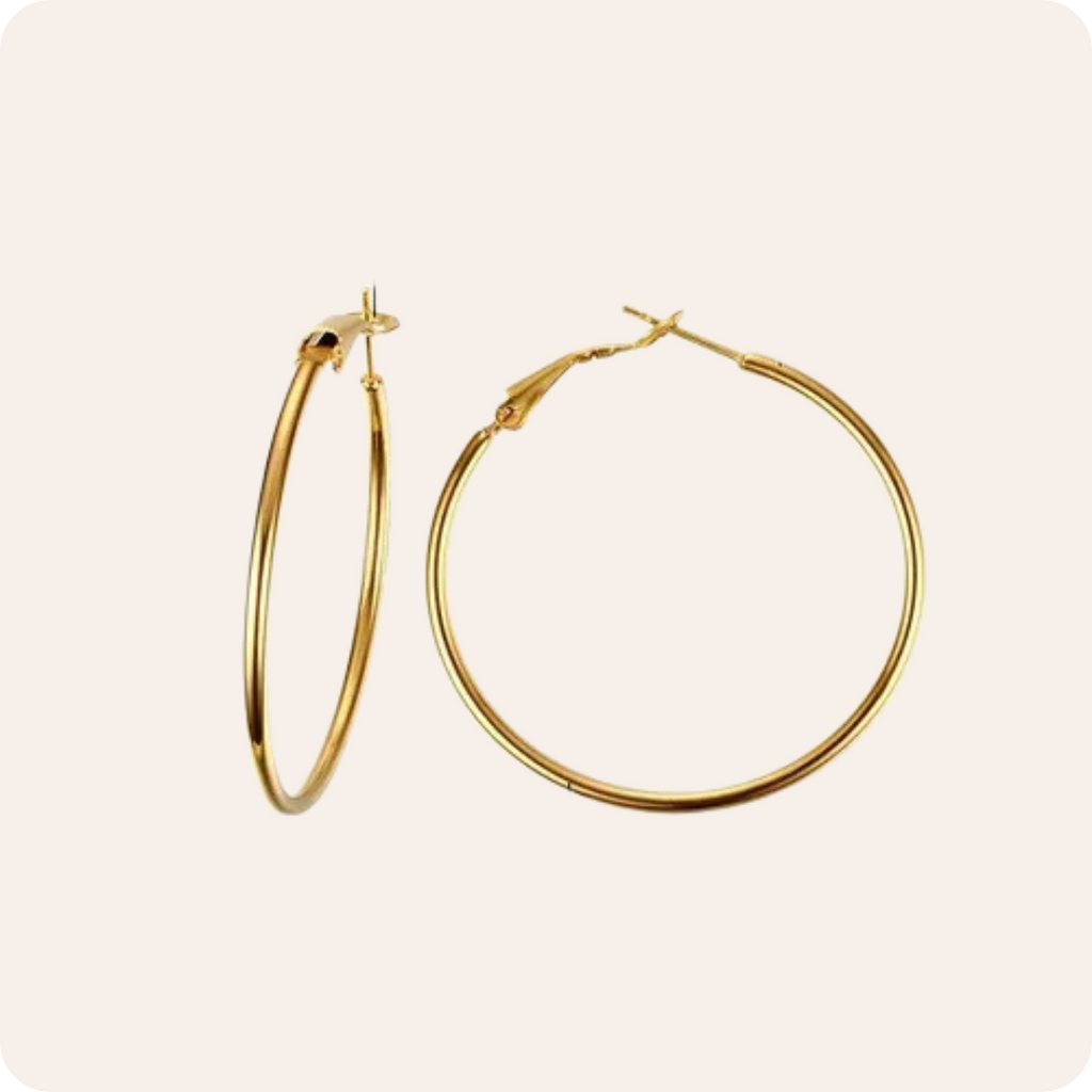 Gold Geometric Stainless Steel Hoop Earrings