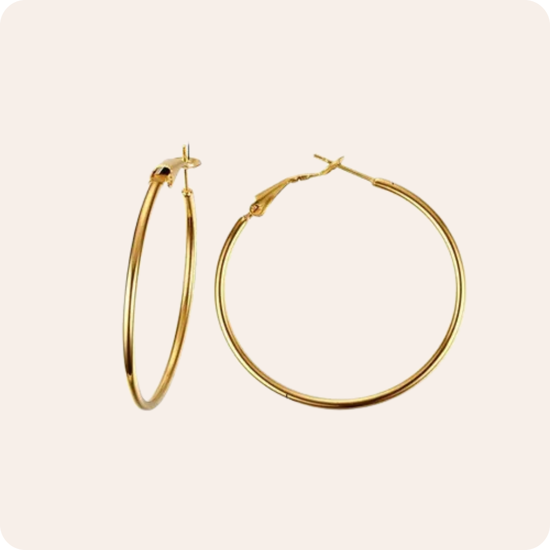 Gold Geometric Stainless Steel Hoop Earrings