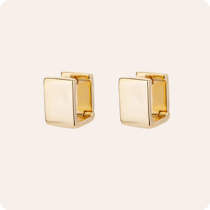 Gold Geometric Three-Dimensional Zircon Earrings