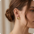 Gold Geometric Three-Dimensional Zircon Earrings