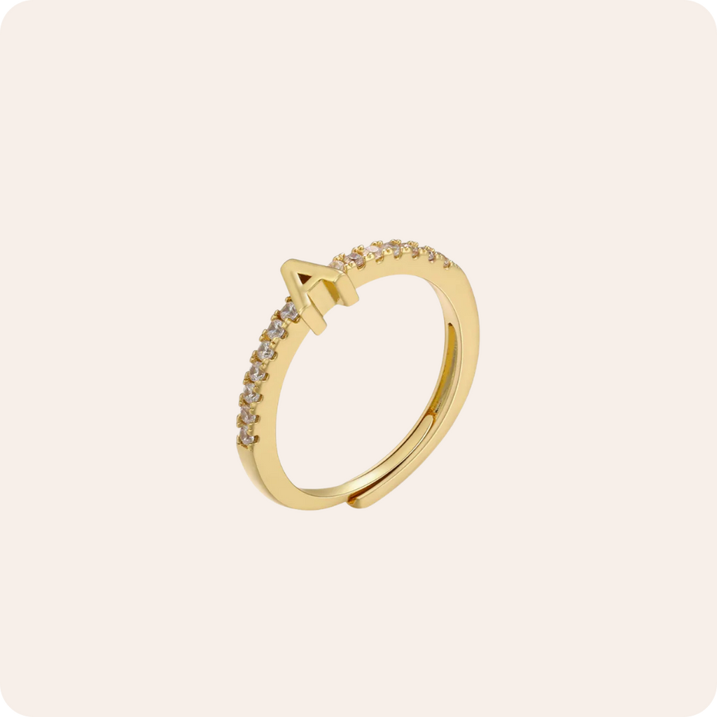 Gold Geometric Zircon Adjustable Ring