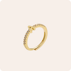 Gold Geometric Zircon Adjustable Ring