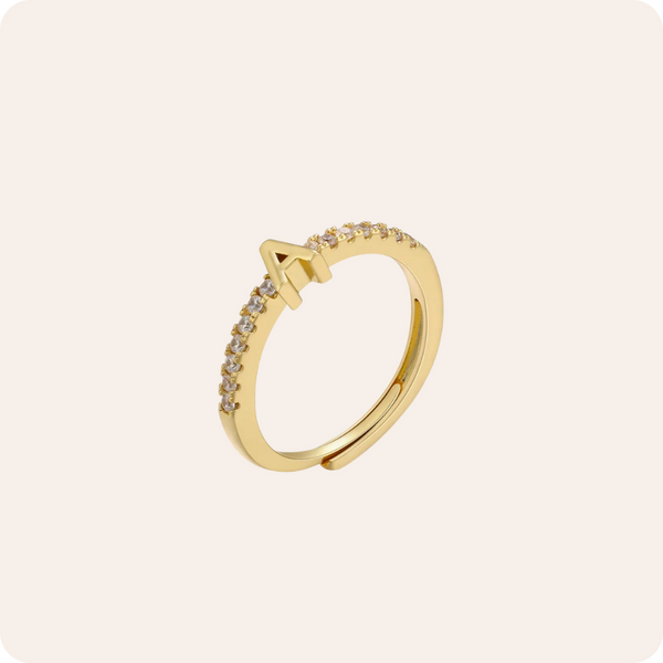 Gold Geometric Zircon Adjustable Ring