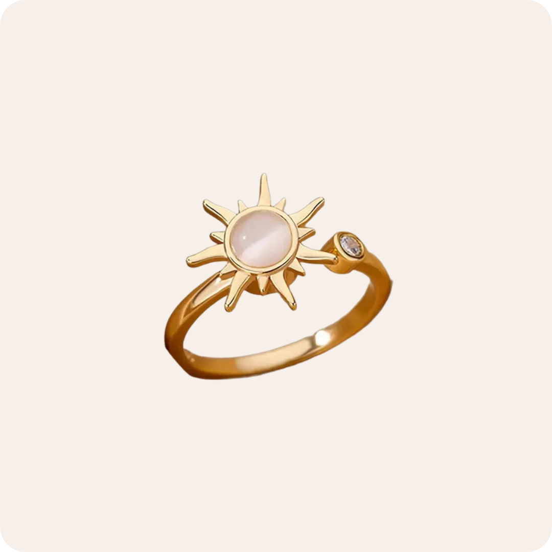 Gold Geometric Zircon Band Ring