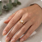 Gold Geometric Zircon Band Ring