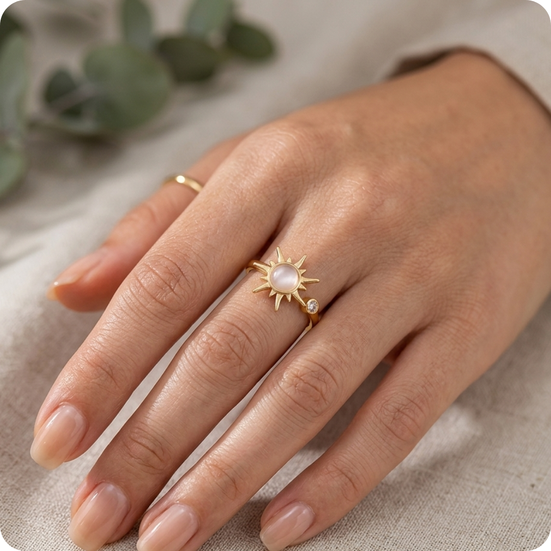 Gold Geometric Zircon Band Ring