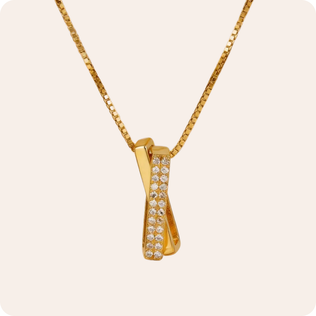 Gold Geometric Zircon Box Necklace