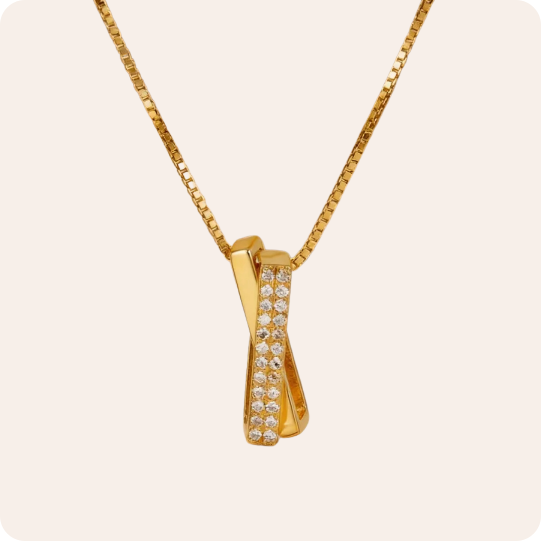 Gold Geometric Zircon Box Necklace