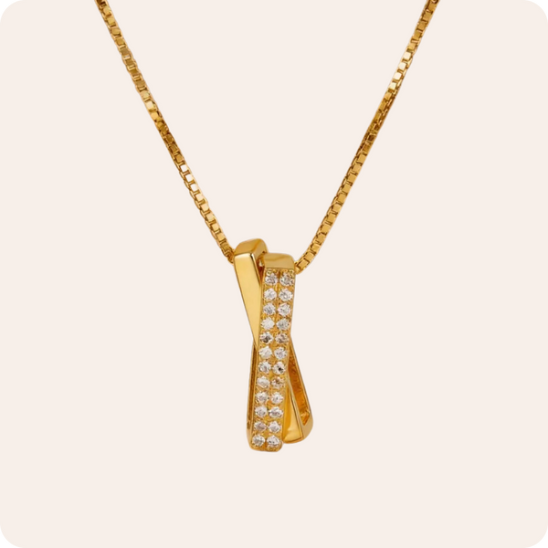 Gold Geometric Zircon Box Necklace