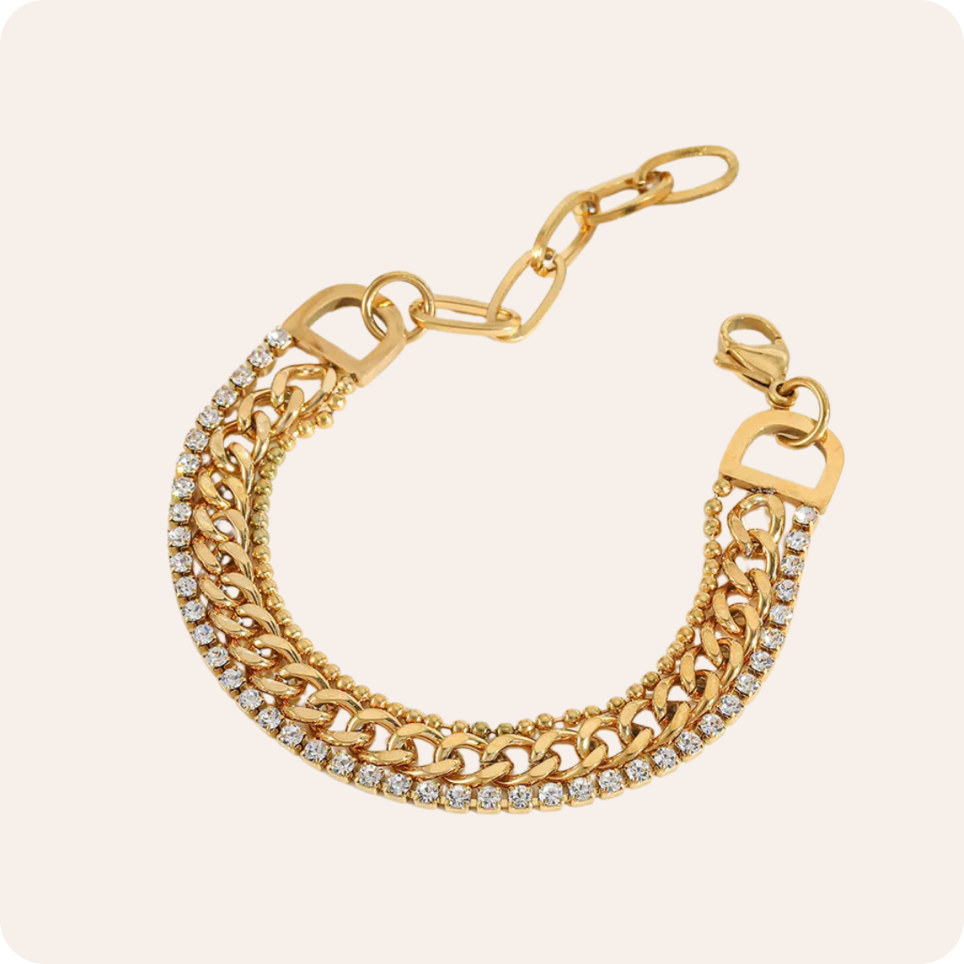 Gold Geometric Zircon Chain Bracelet