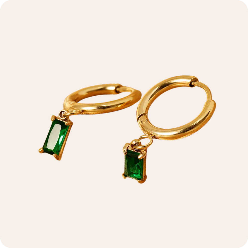 Gold Geometric Zircon Dangling Earrings