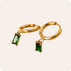 Gold Geometric Zircon Dangling Earrings