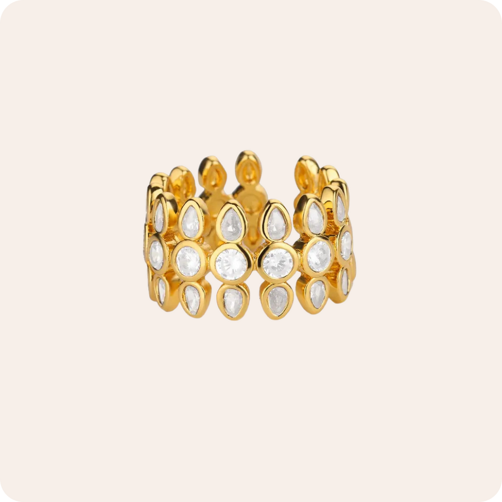 Gold Geometric Zircon Open Ring