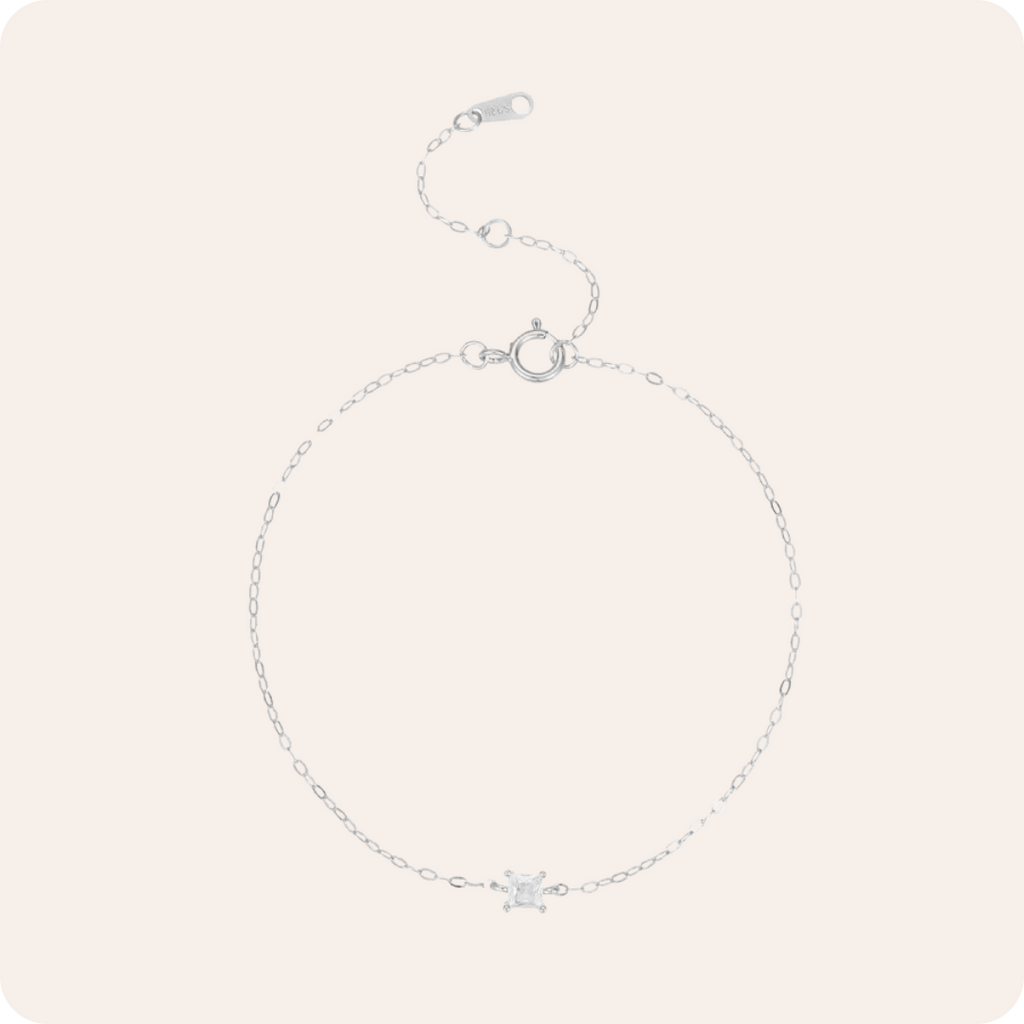 Gold Geometric Zircon Silver Bracelet