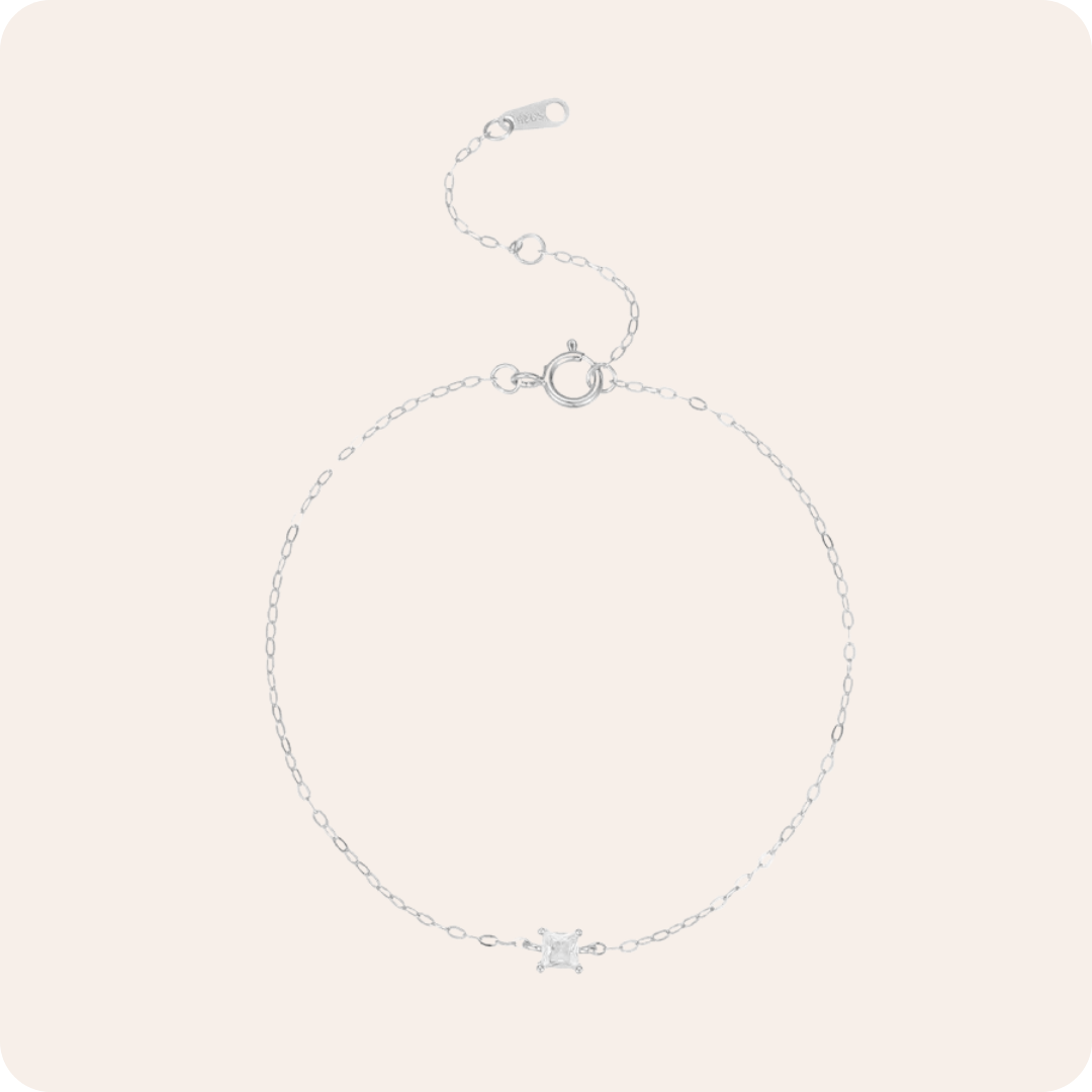 Gold Geometric Zircon Silver Bracelet