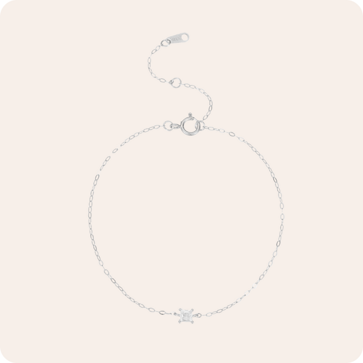 Gold Geometric Zircon Silver Bracelet