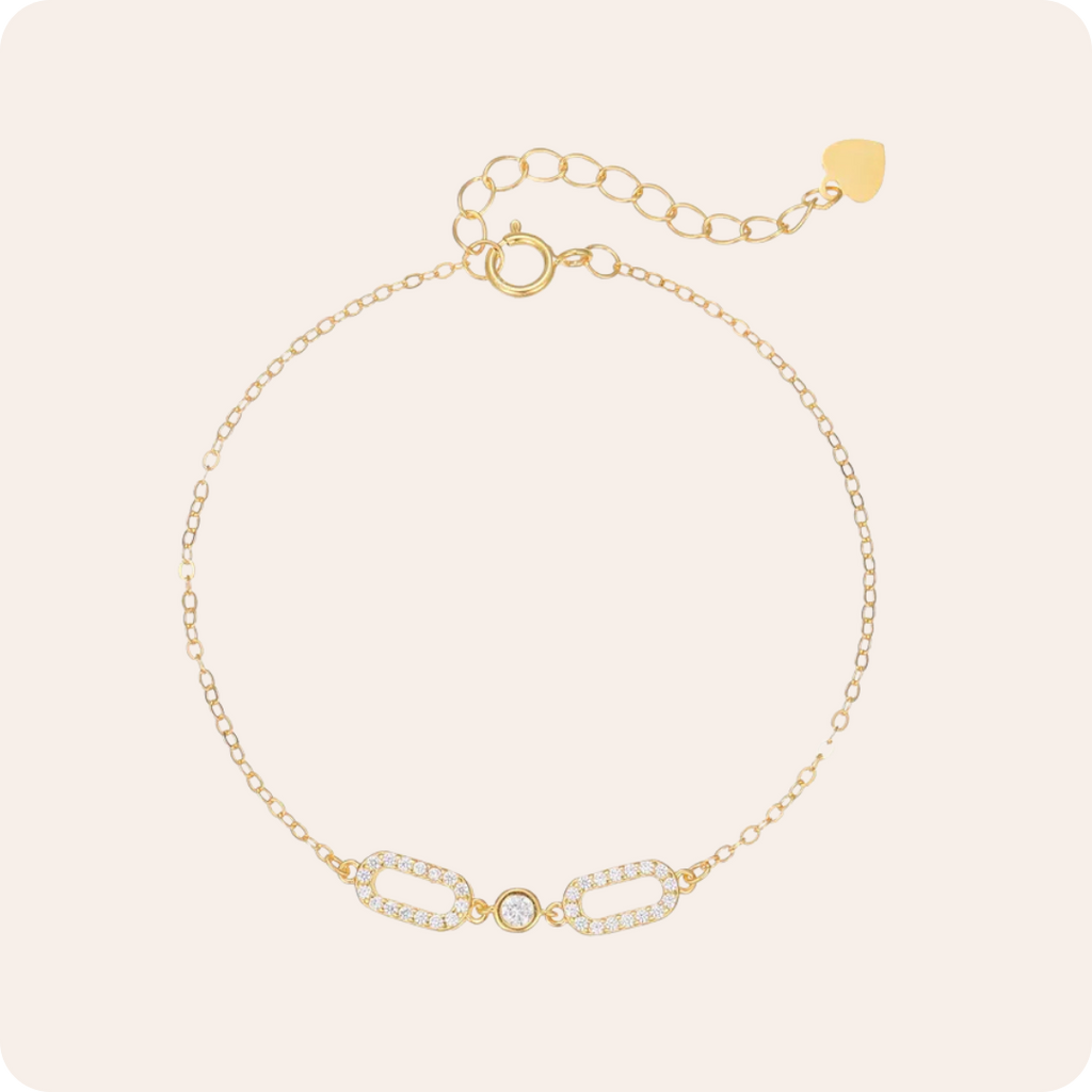 Gold Geometric Zircon Silver Bracelet