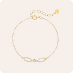Gold Geometric Zircon Silver Bracelet