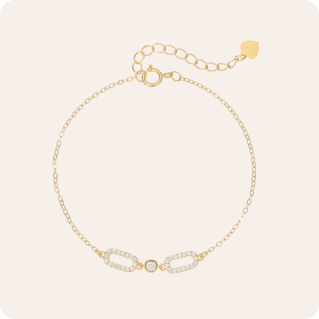 Gold Geometric Zircon Silver Bracelet