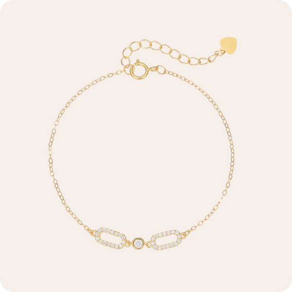 Gold Geometric Zircon Silver Bracelet