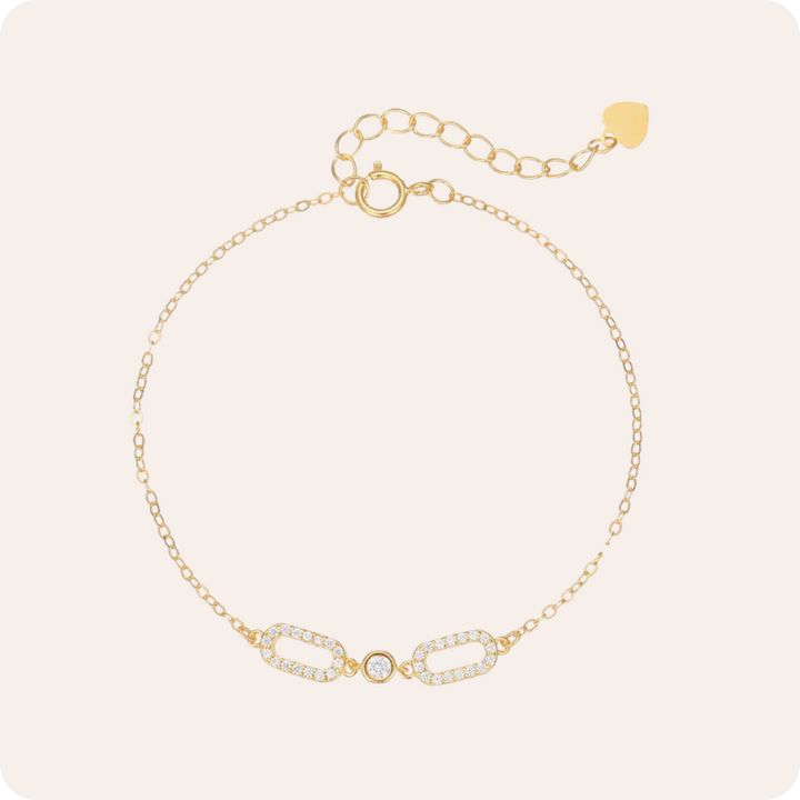 Gold Geometric Zircon Silver Bracelet