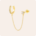 Gold Geometric Zircon Sterling Silver Earrings